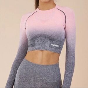 Gymshark Pink and Gray Ombre Activewear Top 0076